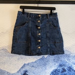 Full Button Denim Skirt